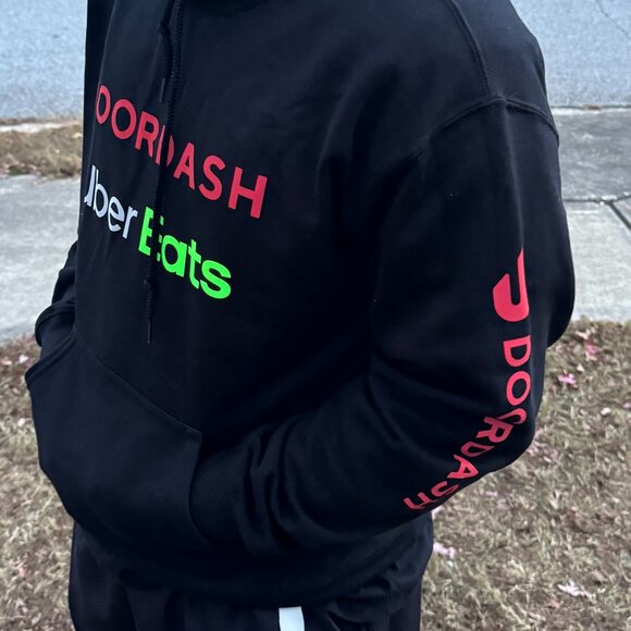 Reflective DoorDash / UberEats Sweatshirt Hoodie - Delivery Driver Dash Uber - Picture 5 of 13